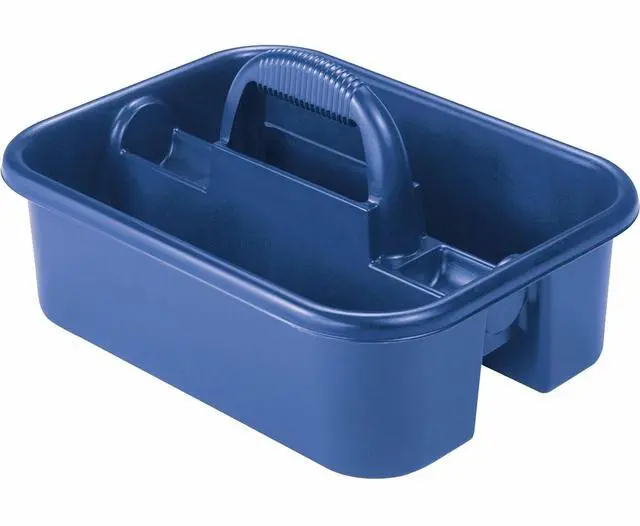 Main image of Akro-Mils 09185 Plastic Tote Tool & Supply Cleaning Caddy with Handle, (18-3/8-Inch x 13-7/8-Inch x 9-Inch), Blue (09185BLUE)