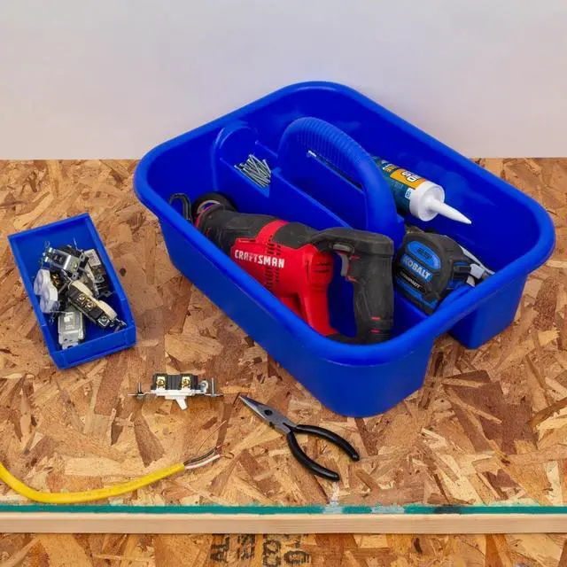 Alt view image 2 of 4 - Akro-Mils 09185 Plastic Tote Tool & Supply Cleaning Caddy with Handle, (18-3/8-Inch x 13-7/8-Inch x 9-Inch), Blue (09185BLUE)