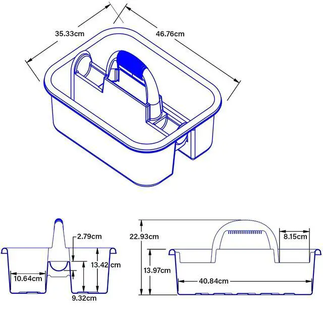 Alt view image 3 of 4 - Akro-Mils 09185 Plastic Tote Tool & Supply Cleaning Caddy with Handle, (18-3/8-Inch x 13-7/8-Inch x 9-Inch), Blue (09185BLUE)