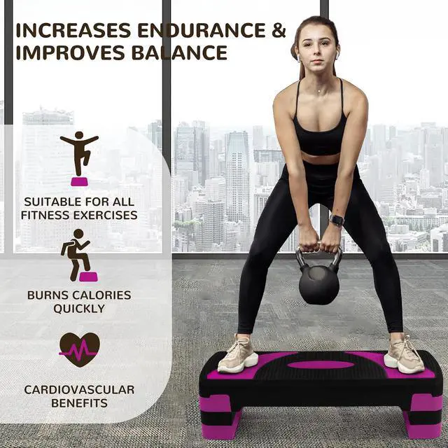 Alt view image 6 of 7 - BalanceFrom 31-inch Aerobic Step Platform Trainer with 3 Adjustable Risers