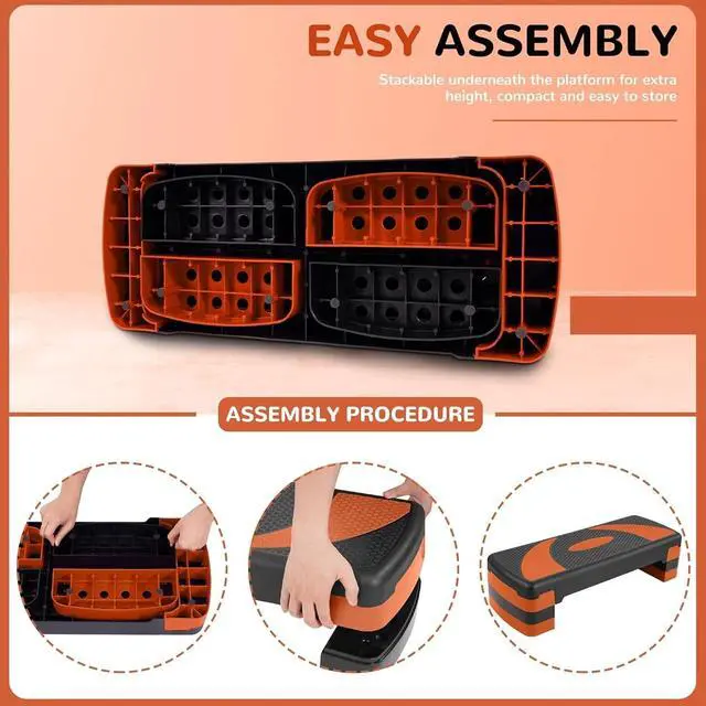 Alt view image 2 of 7 - Fitvids Workout Step Aerobic Platform 31" Exercise Step with 3 levels Adjustable Height nan