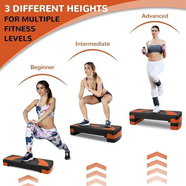 Alt view image 4 of 7 - Fitvids Workout Step Aerobic Platform 31" Exercise Step with 3 levels Adjustable Height nan