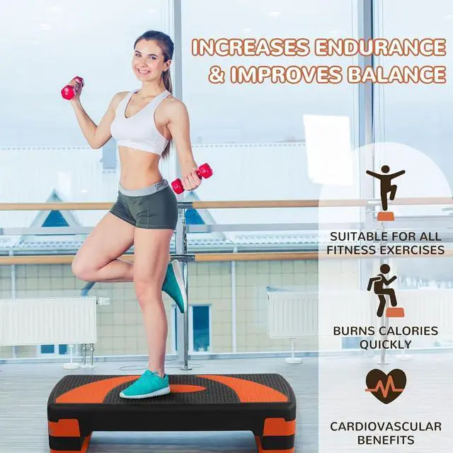 Alt view image 6 of 7 - Fitvids Workout Step Aerobic Platform 31" Exercise Step with 3 levels Adjustable Height nan