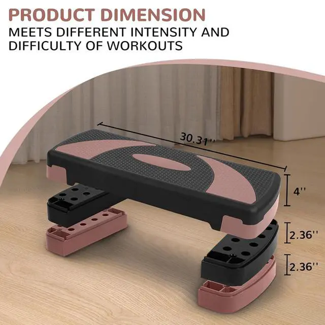 Alt view image 2 of 7 - Fitvids Workout Step Aerobic Platform 31" Exercise Step with 3 levels Adjustable Height nan