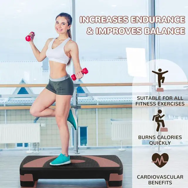 Alt view image 4 of 7 - Fitvids Workout Step Aerobic Platform 31" Exercise Step with 3 levels Adjustable Height nan
