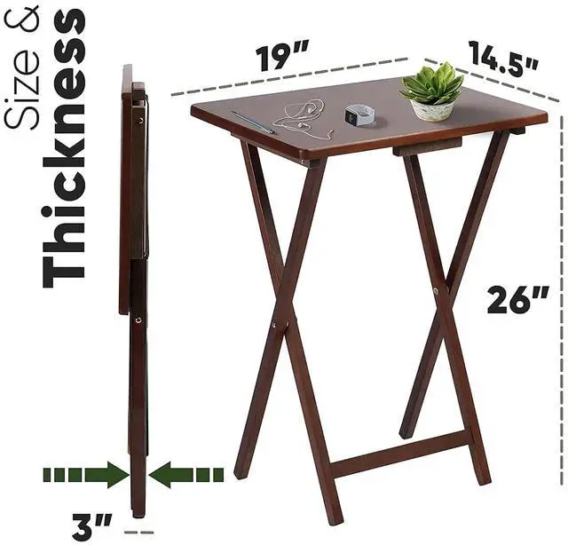 Alt view image 3 of 7 - PJ Wood - 2-Pack Folding TV Tray Tables - Honey Oak | Solid Wood, 19.09 x 14.57 x 25.98 in, 18.44 lb Capacity, Rectangular Top, Cross Base, Preassembled, Indoor Use