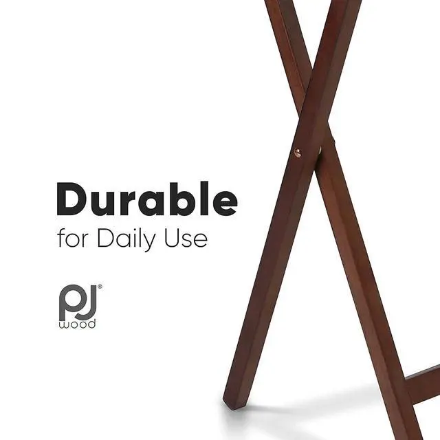 Alt view image 6 of 7 - PJ Wood - 2-Pack Folding TV Tray Tables - Honey Oak | Solid Wood, 19.09 x 14.57 x 25.98 in, 18.44 lb Capacity, Rectangular Top, Cross Base, Preassembled, Indoor Use