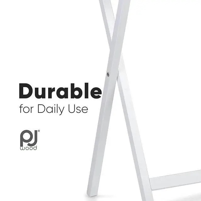 Alt view image 7 of 7 - PJ Wood - Folding Wood TV Tray Table Set - White 10-Piece | Solid Construction, 14.57 in W x 19.09 in D x 26 in H, Space-Saving Storage, Square Shape, Modern Style, Indoor Use