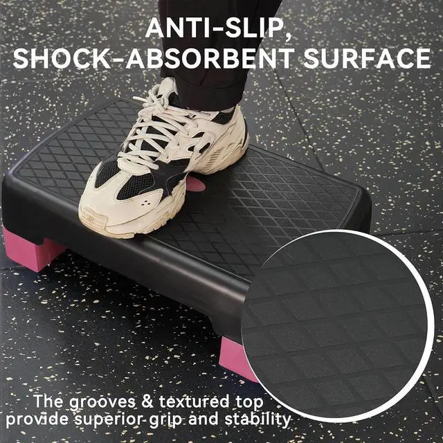 Alt view image 3 of 7 - Fitvids Aerobic Step Platform Trainer with Adjustable 2-Level Risers, 400 Pound Weight Capacity Non-Slip Exercise Stepper for Cardio, Strength, and Fitness Workouts, 18-Inch, Multiple Colors