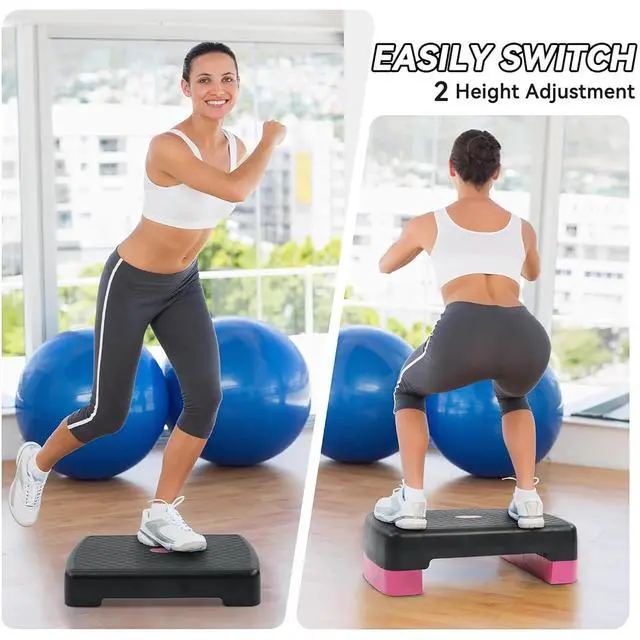 Alt view image 6 of 7 - Fitvids Aerobic Step Platform Trainer with Adjustable 2-Level Risers, 400 Pound Weight Capacity Non-Slip Exercise Stepper for Cardio, Strength, and Fitness Workouts, 18-Inch, Multiple Colors
