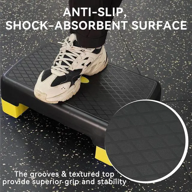 Alt view image 3 of 7 - Fitvids Aerobic Step Platform Trainer with Adjustable 2-Level Risers, 400 Pound Weight Capacity Non-Slip Exercise Stepper for Cardio, Strength, and Fitness Workouts, 18-Inch, Multiple Colors