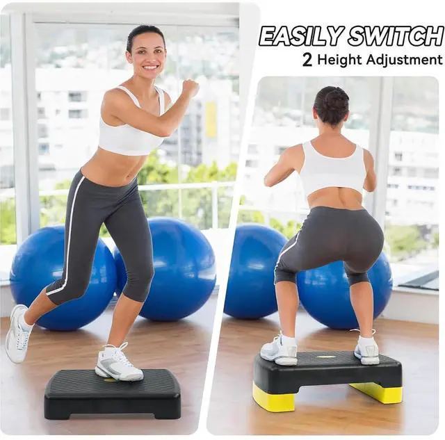 Alt view image 6 of 7 - Fitvids Aerobic Step Platform Trainer with Adjustable 2-Level Risers, 400 Pound Weight Capacity Non-Slip Exercise Stepper for Cardio, Strength, and Fitness Workouts, 18-Inch, Multiple Colors