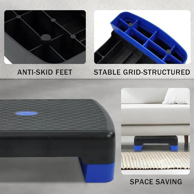 Alt view image 5 of 7 - Fitvids Aerobic Step Platform Trainer with Adjustable 2-Level Risers, 400 Pound Weight Capacity Non-Slip Exercise Stepper for Cardio, Strength, and Fitness Workouts, 18-Inch, Multiple Colors