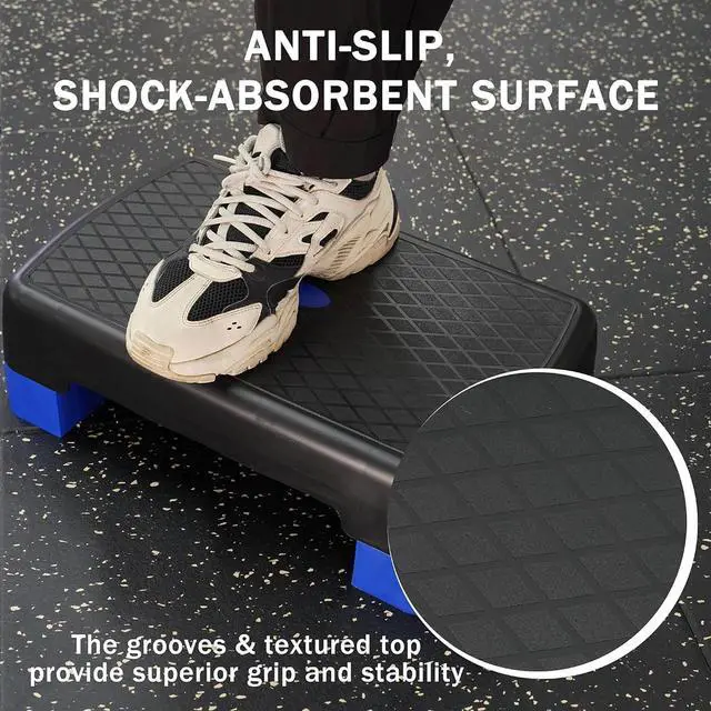 Alt view image 3 of 7 - Fitvids Aerobic Step Platform Trainer with Adjustable 2-Level Risers, 400 Pound Weight Capacity Non-Slip Exercise Stepper for Cardio, Strength, and Fitness Workouts, 18-Inch, Multiple Colors