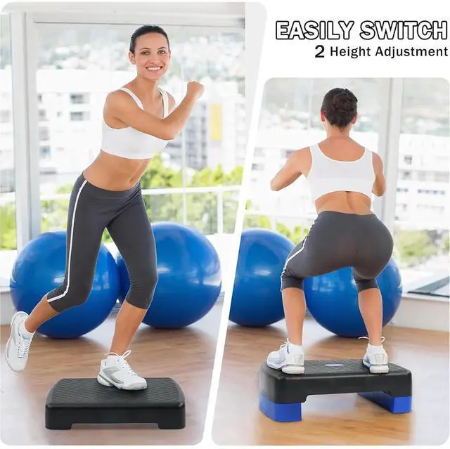 Alt view image 6 of 7 - Fitvids Aerobic Step Platform Trainer with Adjustable 2-Level Risers, 400 Pound Weight Capacity Non-Slip Exercise Stepper for Cardio, Strength, and Fitness Workouts, 18-Inch, Multiple Colors