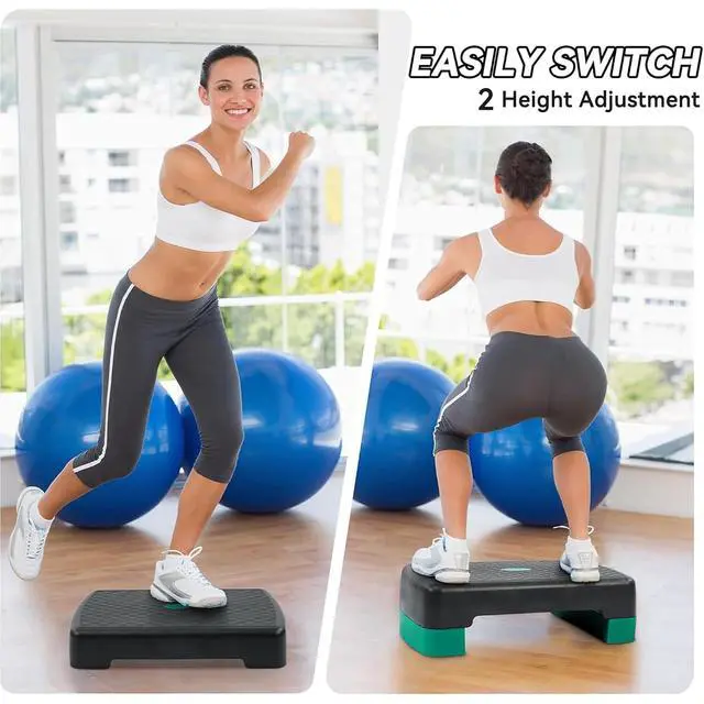 Alt view image 6 of 7 - Fitvids Aerobic Step Platform Trainer with Adjustable 2-Level Risers, 400 Pound Weight Capacity Non-Slip Exercise Stepper for Cardio, Strength, and Fitness Workouts, 18-Inch, Multiple Colors