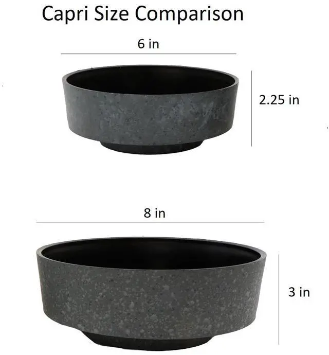 Alt view image 6 of 6 - The HC Companies 8 Inch Round Plastic Succulent Capri Bowl 8"x8"x3" in Faux Concrete Color