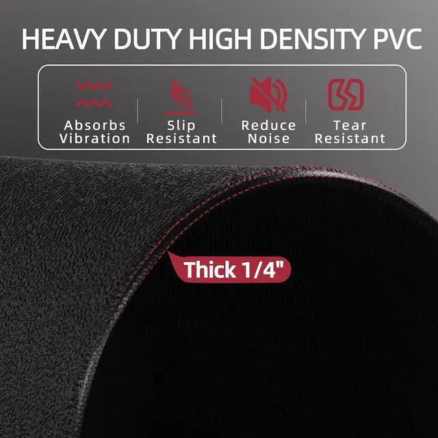 Alt view image 4 of 7 - Fitvids High Density 1/4-Inch Thick Gym Equipment Mat, Non-Slip Floor Protection for Heavy Exercise, Treadmill and Bike Mat in Multiple Sizes