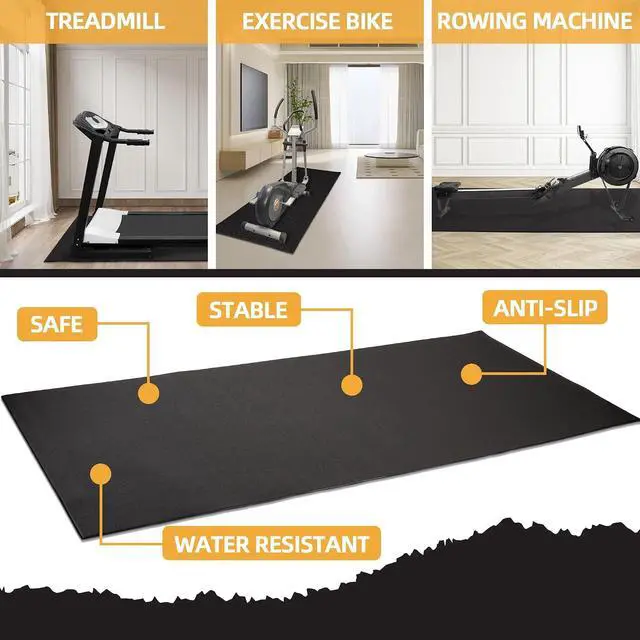 Alt view image 2 of 7 - Fitvids High Density 1/4-Inch Thick Gym Equipment Mat, Non-Slip Floor Protection for Heavy Exercise, Treadmill and Bike Mat in Multiple Sizes
