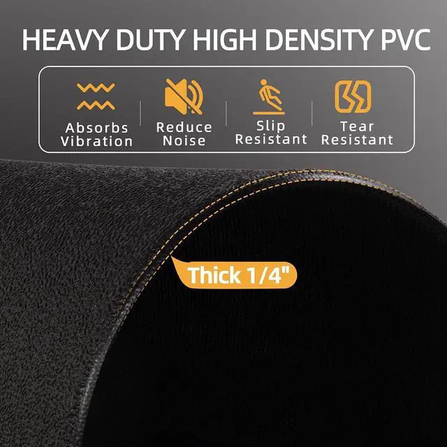 Alt view image 4 of 7 - Fitvids High Density 1/4-Inch Thick Gym Equipment Mat, Non-Slip Floor Protection for Heavy Exercise, Treadmill and Bike Mat in Multiple Sizes