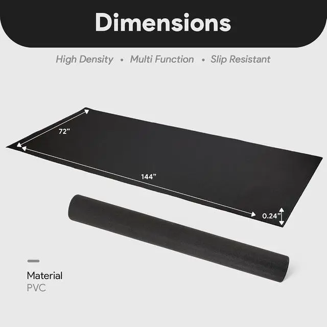 Alt view image 2 of 7 - Fitvids High Density 1/4-Inch Thick Gym Equipment Mat, Non-Slip Floor Protection for Heavy Exercise, Treadmill and Bike Mat in Multiple Sizes