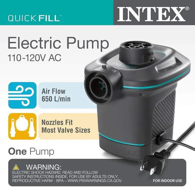 Alt view image 5 of 5 - INTEX QuickFill Electric Air Pump: Inflates and Deflates Air Mattresses, Inflatable Kayaks, Boats, Toys