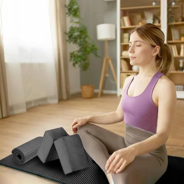 Alt view image 4 of 7 - BalanceFrom 7-Piece Yoga Set with 71x24x0.5 Inches Extra Thick Mat and Carrying Sling Includes 2 Blocks, Stretch Strap, 2 Towels, and Knee Pad for Home, Studio, and Gym Workouts