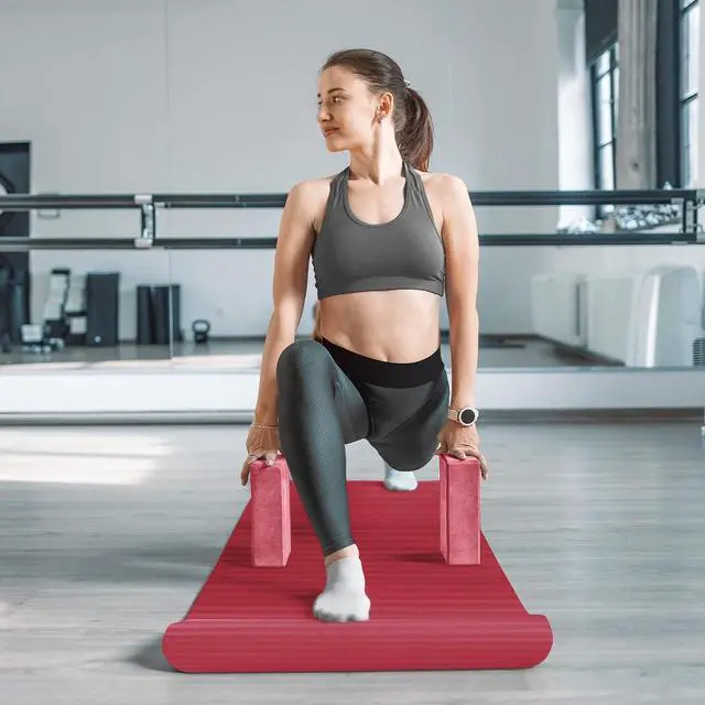 Alt view image 5 of 7 - BalanceFrom 7-Piece Yoga Set with 71x24x0.5 Inches Extra Thick Mat and Carrying Sling Includes 2 Blocks, Stretch Strap, 2 Towels, and Knee Pad for Home, Studio, and Gym Workouts