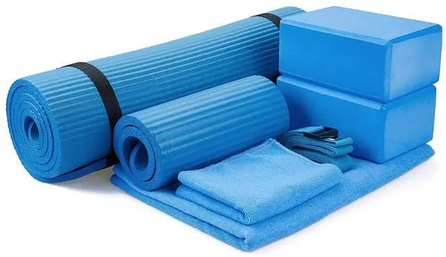 Main image of BalanceFrom 7-Piece Yoga Set with 71x24x0.5 Inches Extra Thick Mat and Carrying Sling Includes 2 Blocks, Stretch Strap, 2 Towels, and Knee Pad for Home, Studio, and Gym Workouts