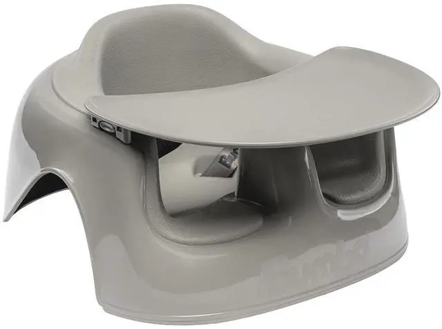 Main image of Bumbo Plastic Floor Seat Lite & Tray Combo for Babies 3 to 12 Months, Breige - Lightweight Portable Baby Chair with Large Legroom and 3-Point Harness for Feeding and Play