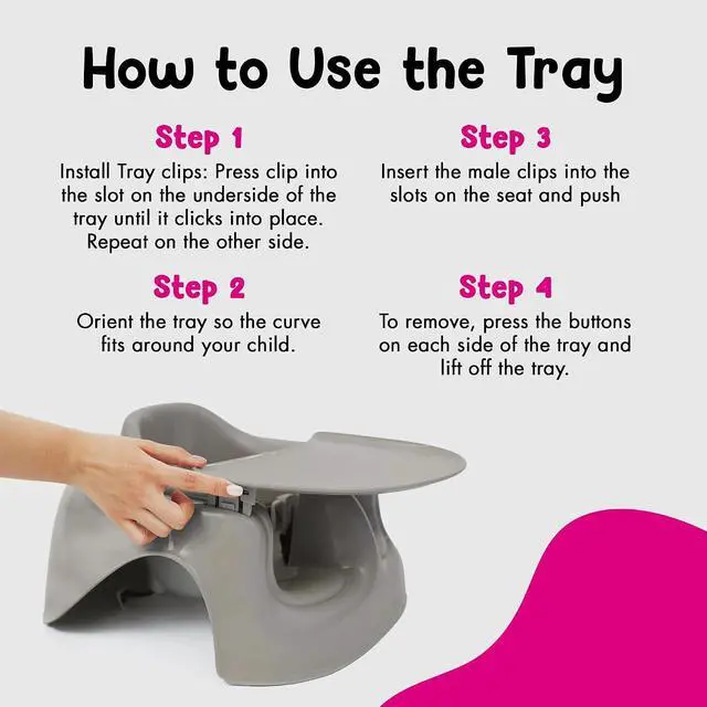Alt view image 6 of 7 - Bumbo Plastic Floor Seat Lite & Tray Combo for Babies 3 to 12 Months, Breige - Lightweight Portable Baby Chair with Large Legroom and 3-Point Harness for Feeding and Play