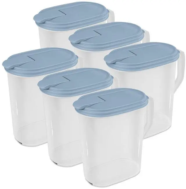Main image of Sterilite Hinged Pitcher with Handle for Home and Kitchen, 1 Gallon, 6-Pack | Clear Plastic Pitchers and Drink Containers for Serving Water, Tea, Lemonade, Coffee, Soda, and Other Beverages