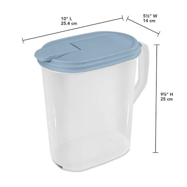 Alt view image 2 of 7 - Sterilite Hinged Pitcher with Handle for Home & Kitchen, 1 Gallon, 24-Pack | Clear Plastic Pitchers and Drink Containers for Serving Water, Tea, Lemonade, Coffee, Soda, and Other Beverages