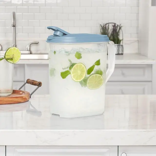 Alt view image 5 of 7 - Sterilite Hinged Pitcher with Handle for Home & Kitchen, 1 Gallon, 24-Pack | Clear Plastic Pitchers and Drink Containers for Serving Water, Tea, Lemonade, Coffee, Soda, and Other Beverages
