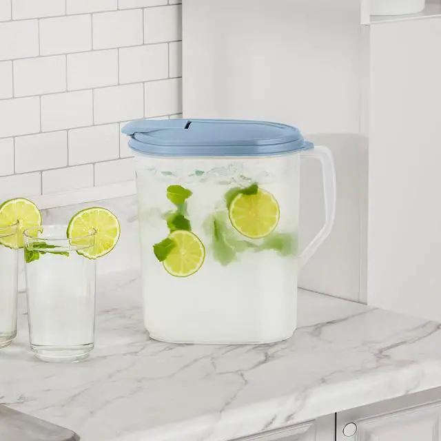 Alt view image 6 of 7 - Sterilite Hinged Pitcher with Handle for Home & Kitchen, 1 Gallon, 24-Pack | Clear Plastic Pitchers and Drink Containers for Serving Water, Tea, Lemonade, Coffee, Soda, and Other Beverages
