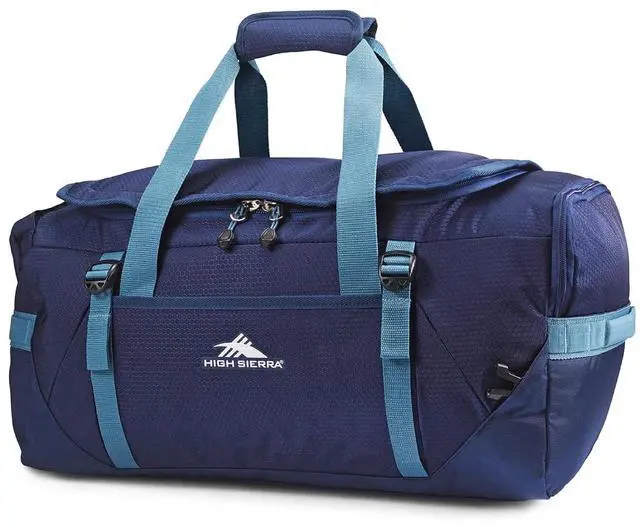 Main image of High Sierra Fairlead Travel Overnight Duffel Backpack Gym Bag with Padded Handles, Compression Straps, and Multiple Pockets, True Navy/Graphite Blue