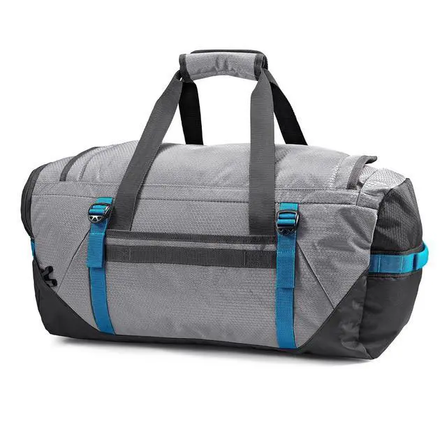 Alt view image 4 of 7 - High Sierra Fairlead Convertible Duffel Bag, Lightweight and Durable Weekender Duffel, easily converts into backpack, 64L Capacity, Steel Gray/Mercury/Blue
