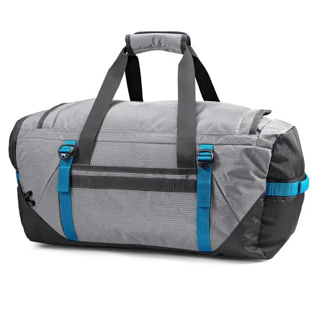 Alt view image 3 of 7 - High Sierra Fairlead Convertible Duffel Bag, Lightweight and Durable Weekender Duffel, easily converts into backpack, 64L Capacity, Steel Gray/Mercury/Blue