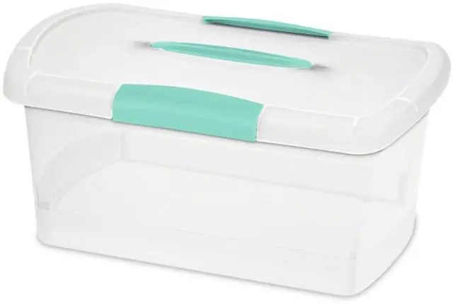 Main image of Sterilite Medium Nesting ShowOffs, Stackable Small Storage Bin with Latching Lid and Handle, Plastic Container to Organize Home, Clear, 18-Pack