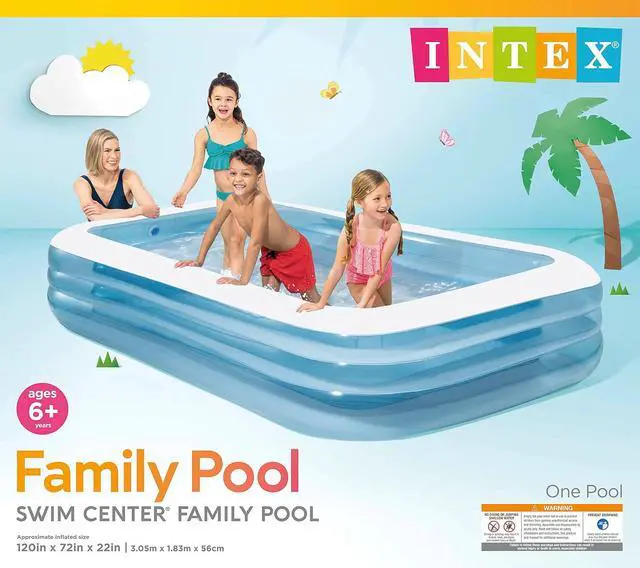 Alt view image 5 of 5 - INTEX 58484EP Swim Center Inflatable Family Pool: 277 Gallon Capacity 120" x 72" x 22" Blue