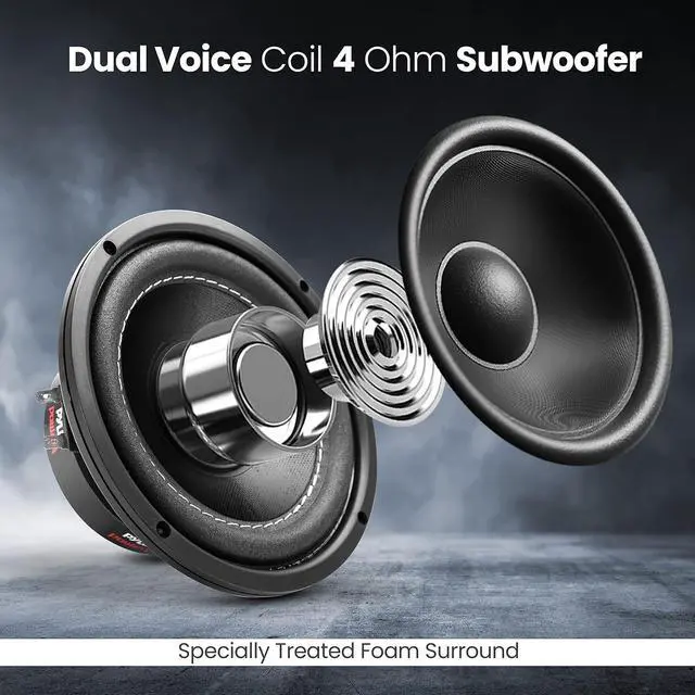 Alt view image 6 of 7 - Car Vehicle Subwoofer Audio Speaker - 6.5 Non-Pressed Paper Cone, Black Plastic Basket, Dual Voice Coil 4 Ohm Impedance, 600 Watt Power, Foam Surround for Vehicle Stereo Sound System - Pyle PLPW6D