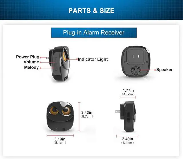 Alt view image 5 of 5 - Extra Plug-in Receiver for Wireless Alarms,Black | Up to 32 Zones and 35 Optional Melodies- 4 Adjustable Volume Levels