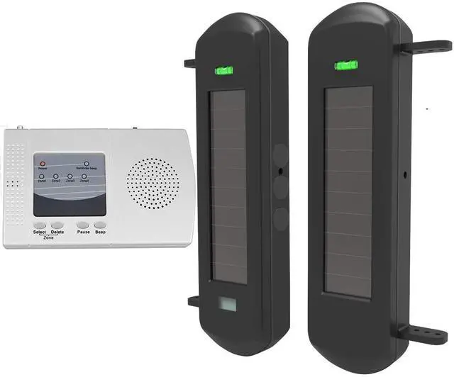 Main image of Solar Wireless Driveway Alarm System-4 Channels & 4 Relay Outputs | 1/2 Mile Long Transmission Range-300 Feet Wide Sensor Range-Outdoor Weatherproof Security Perimeter Alert System KIT