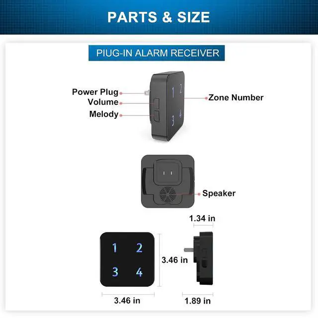 Alt view image 6 of 6 - Extra Wireless Plug-in Receiver for Solar Alarms | Up to 4 Zones and Each Zone has 35 Optional Melodies- 4 Adjustable Volume Levels