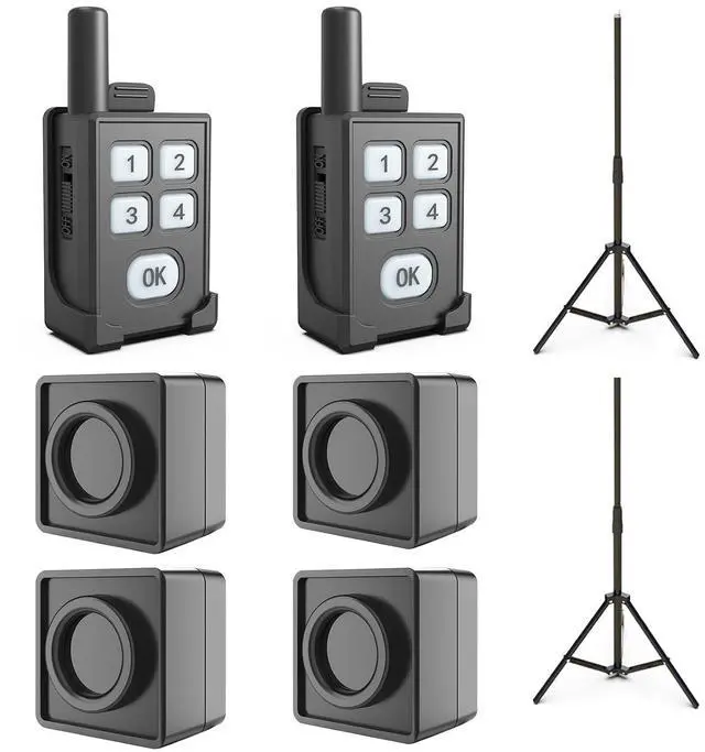 Main image of Portable Outdoor Perimeter Alarm System- 2 Receivers+4 Sensors | 1/4 Mile Waterproof Wireless Motion Sensor&Detector- Personal Security for RV Alert