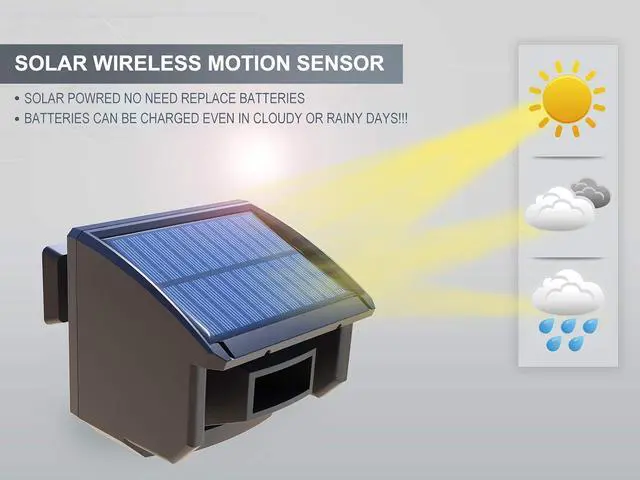 Alt view image 2 of 6 - Extra Solar Wireless Outdoor Motion Sensor for Driveway Alarm | Solar Driveway Sensor-Outdoor Weatherproof Motion Sensor&Detector