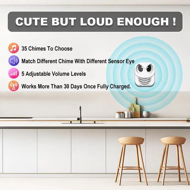 Alt view image 5 of 6 - Rechargeable Dual-Direction Motion Sensor & Detector, 2 Sensor | 35 Optional Chimes&Voices, Differentiate Come & Go With Different Sounds, Ideal For Household & Business