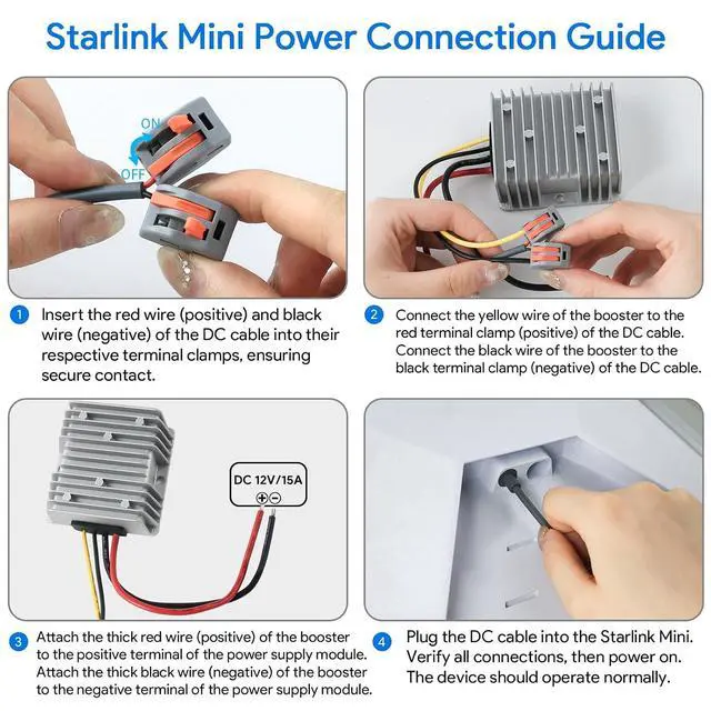 Alt view image 7 of 7 - ® 144W Starlink Mini 12V Adapter, 12V to 48V DC Step Up Converter | Includes 6.6FT DC Cord & 12V-48V Power Supply Adapter for Starlink Mini/Mixi X Satellite Internet in RVs, Trucks & Boats
