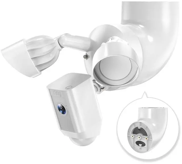 Main image of ® Eave Mount for Ring, Blink, Wyze & Roku Floodlight Cameras, White | Fits Ring Floodlight Cam Wired Pro/Plus/2nd Gen, Blink Wired, Wyze V2/Pro and Roku Floodlight Cam; 90° Soffit Adapter Bracket