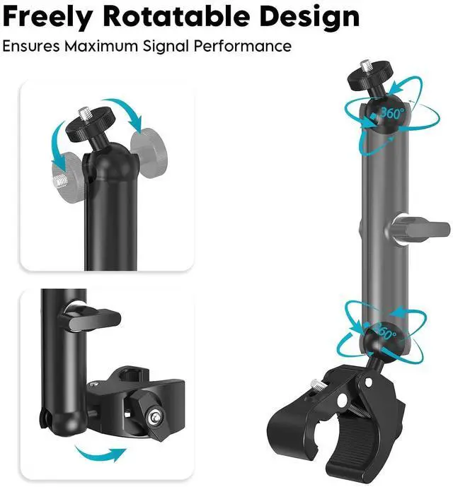 Alt view image 4 of 7 - ® Starlink Mini Mount Clamp with Pipe Adapter for Starlink Mini | Aluminum Starlink Pole Mount with 1/4" & 3/8" Threads & Adjustable Bracket for Starlink Mini & Mini X on Roof Rack, Boat
